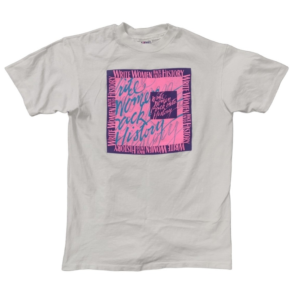 Hanes Unisex L 42-44 Beefy-T Vintage "Write Women Back Into History" Graphic Tee